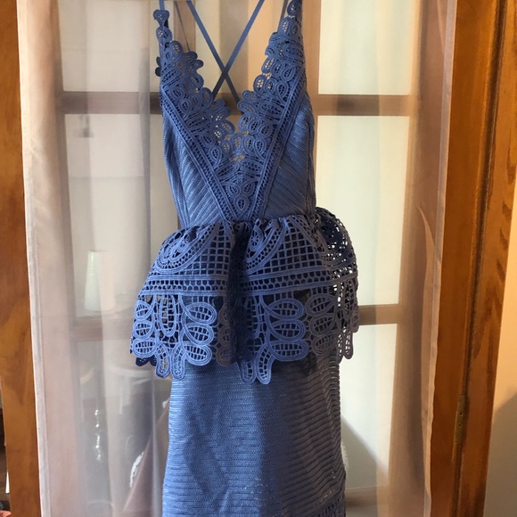 Self-Portrait Dresses & Skirts - Open-back guipure lace peplum mini dress